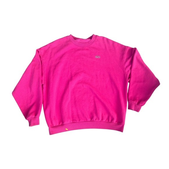 Alo Yoga Hot Pink Accolade Logo Crewneck Sweatshirt - Picture 1 of 7